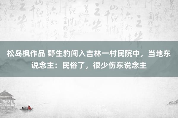 松岛枫作品 野生豹闯入吉林一村民院中，当地东说念主：民俗了，很少伤东说念主