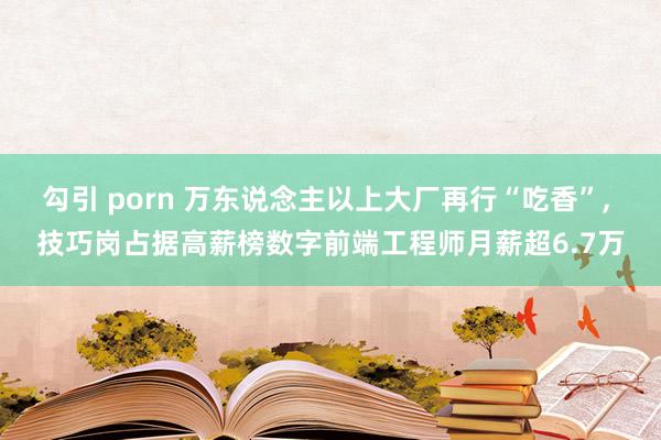 勾引 porn 万东说念主以上大厂再行“吃香”， 技巧岗占据高薪榜数字前端工程师月薪超6.7万