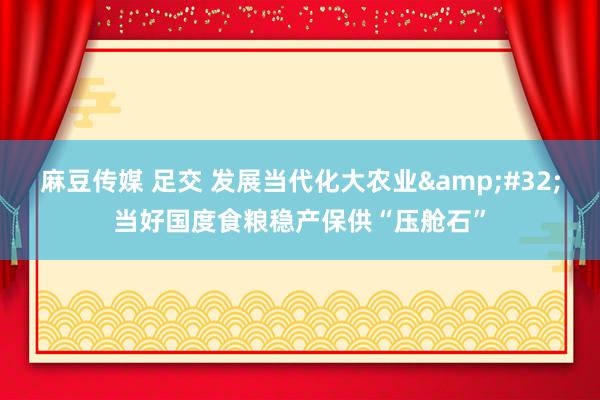 麻豆传媒 足交 发展当代化大农业&#32;当好国度食粮稳产保供“压舱石”