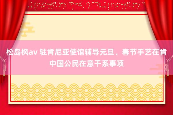 松岛枫av 驻肯尼亚使馆辅导元旦、春节手艺在肯中国公民在意干系事项