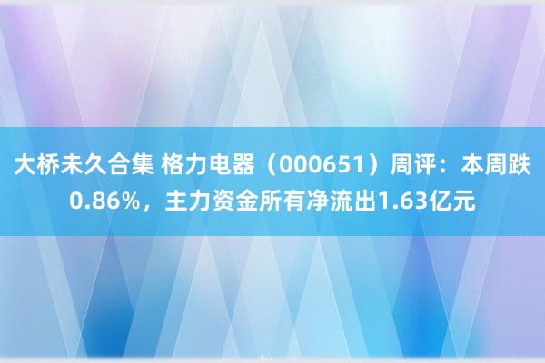 大桥未久合集 格力电器（000651）周评：本周跌0.86%，主力资金所有净流出1.63亿元