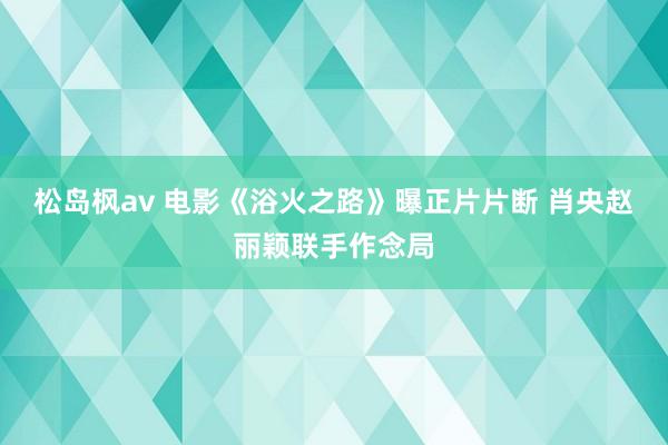 松岛枫av 电影《浴火之路》曝正片片断 肖央赵丽颖联手作念局
