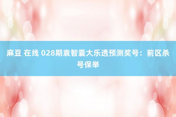 麻豆 在线 028期袁智囊大乐透预测奖号：前区杀号保举