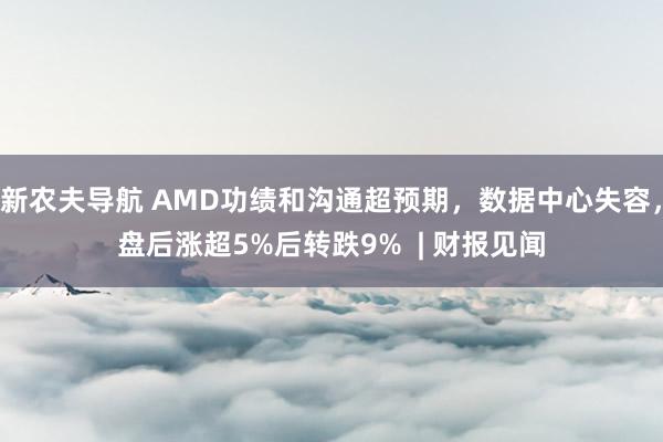 新农夫导航 AMD功绩和沟通超预期，数据中心失容，盘后涨超5%后转跌9%  | 财报见闻