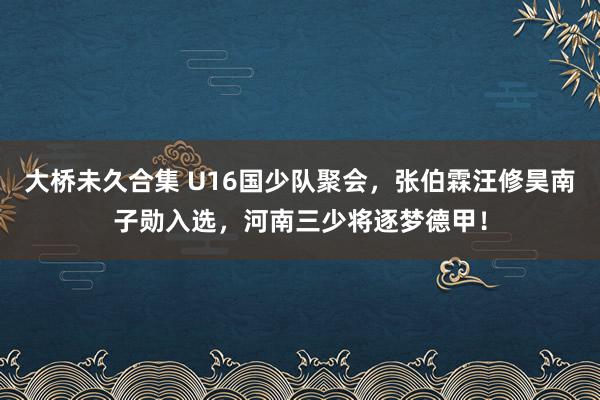 大桥未久合集 U16国少队聚会，张伯霖汪修昊南子勋入选，河南三少将逐梦德甲！
