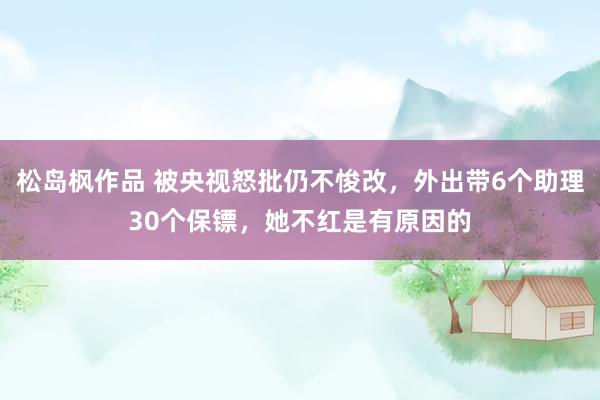 松岛枫作品 被央视怒批仍不悛改，外出带6个助理30个保镖，她不红是有原因的