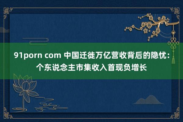 91porn com 中国迁徙万亿营收背后的隐忧：个东说念主市集收入首现负增长