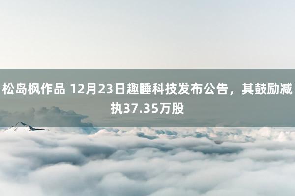 松岛枫作品 12月23日趣睡科技发布公告，其鼓励减执37.35万股