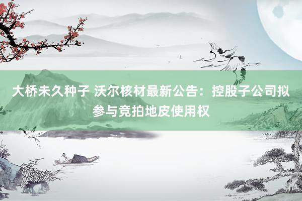 大桥未久种子 沃尔核材最新公告：控股子公司拟参与竞拍地皮使用权
