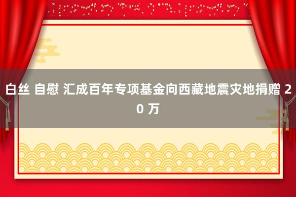 白丝 自慰 汇成百年专项基金向西藏地震灾地捐赠 20 万