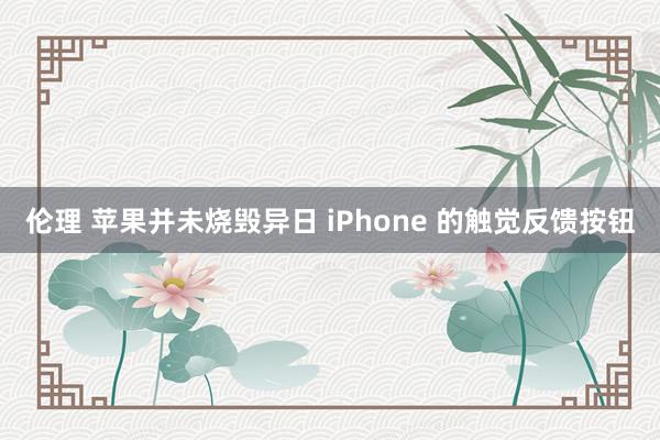 伦理 苹果并未烧毁异日 iPhone 的触觉反馈按钮