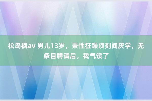 松岛枫av 男儿13岁，秉性狂躁顷刻间厌学，无条目聘请后，我气馁了
