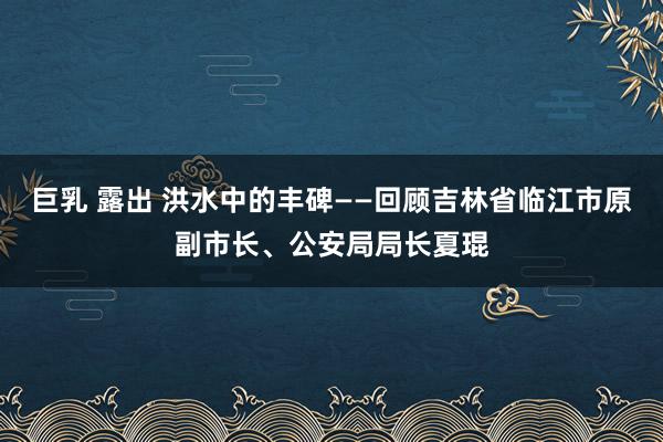 巨乳 露出 洪水中的丰碑——回顾吉林省临江市原副市长、公安局局长夏琨
