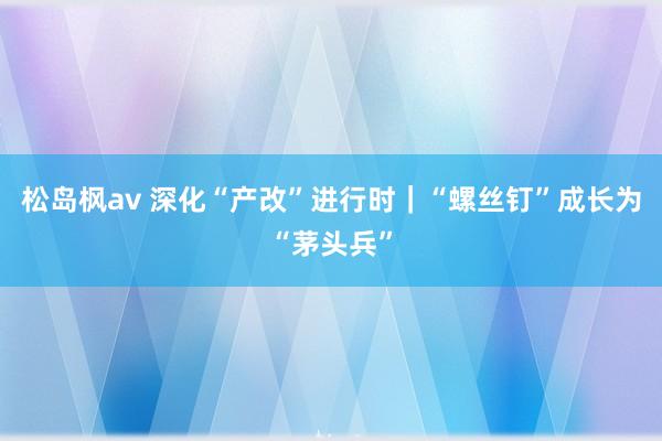 松岛枫av 深化“产改”进行时｜“螺丝钉”成长为“茅头兵”