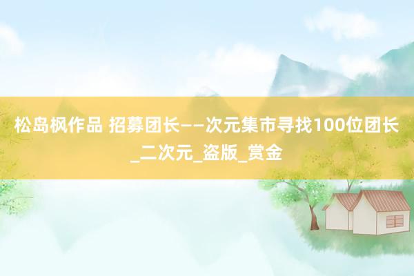 松岛枫作品 招募团长——次元集市寻找100位团长_二次元_盗版_赏金
