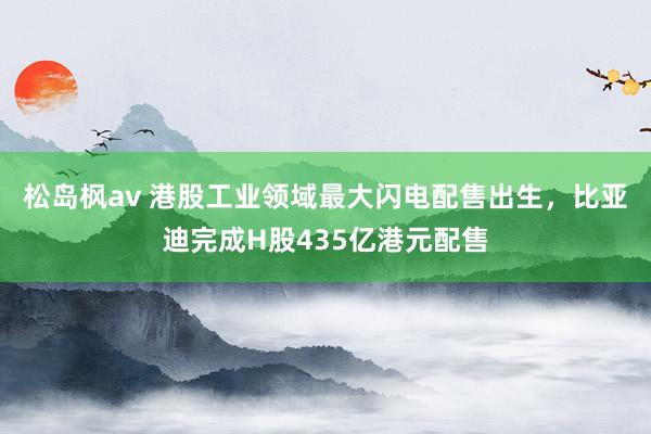 松岛枫av 港股工业领域最大闪电配售出生，比亚迪完成H股435亿港元配售