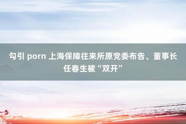 勾引 porn 上海保障往来所原党委布告、董事长任春生被“双开”